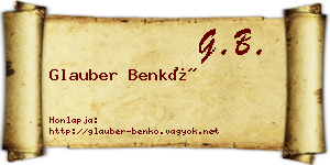 Glauber Benkő névjegykártya